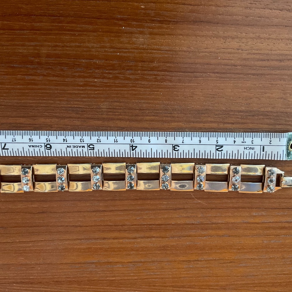 Plated gold bracelet with crystals